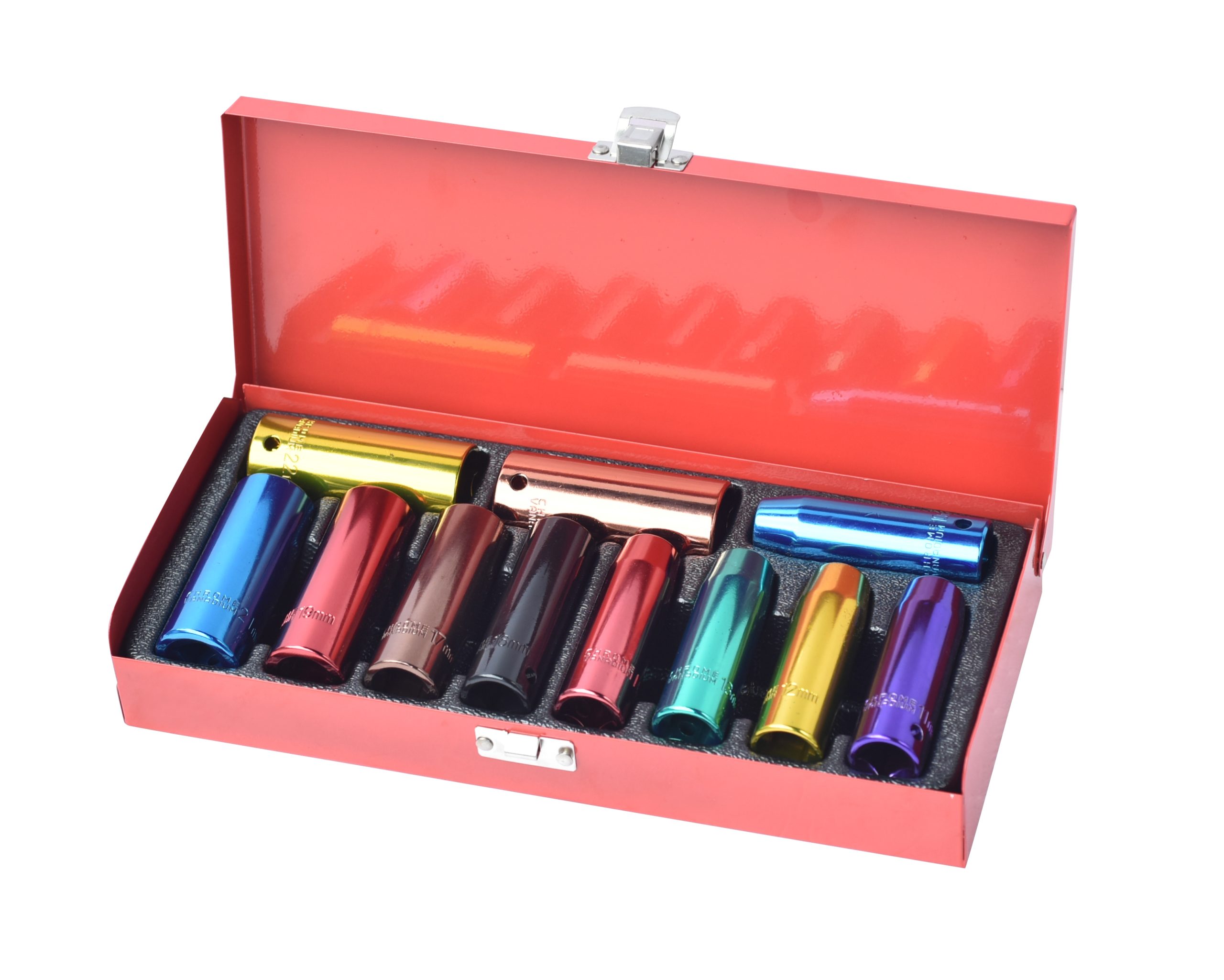 Mixed Colored Sockets and Torque Bar Set with colored rings