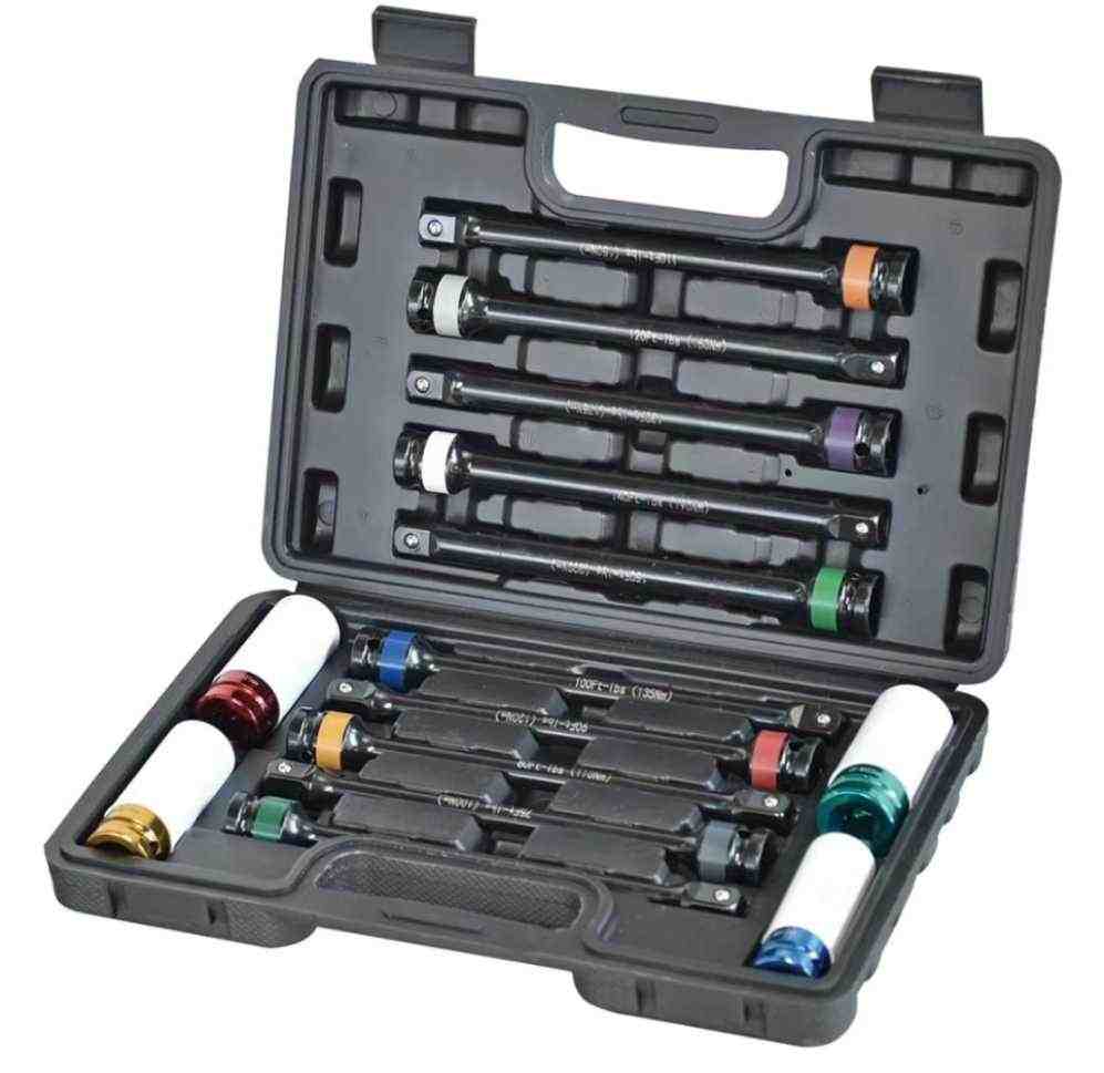 9-piece color sleeve socket set — full size range for retail display