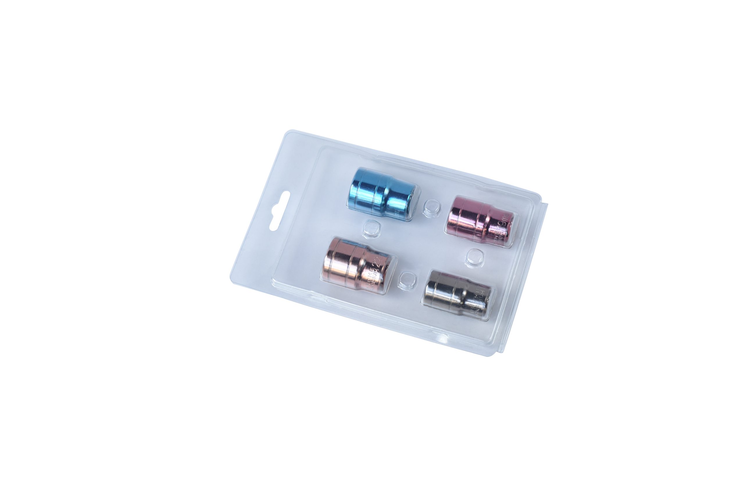 Blister card packaging set for color protective sockets
