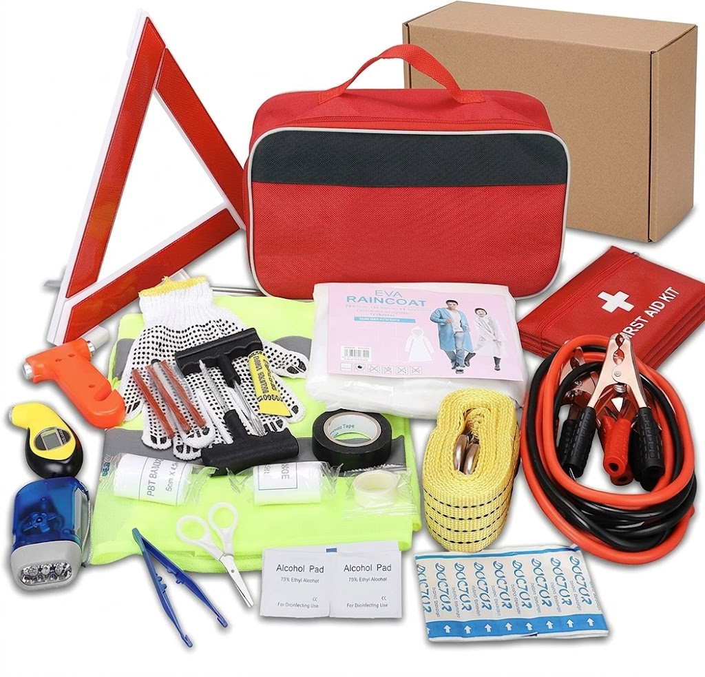 Vehicle tools – tow straps, tie downs, emergency tools