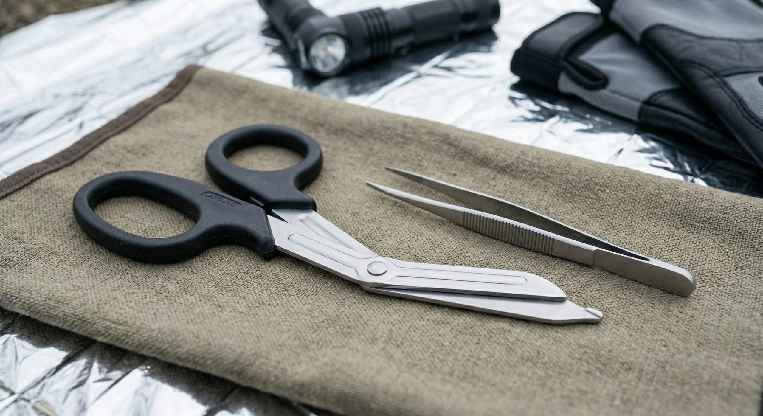 scissors tweezers car emergency kit safety tool first aid