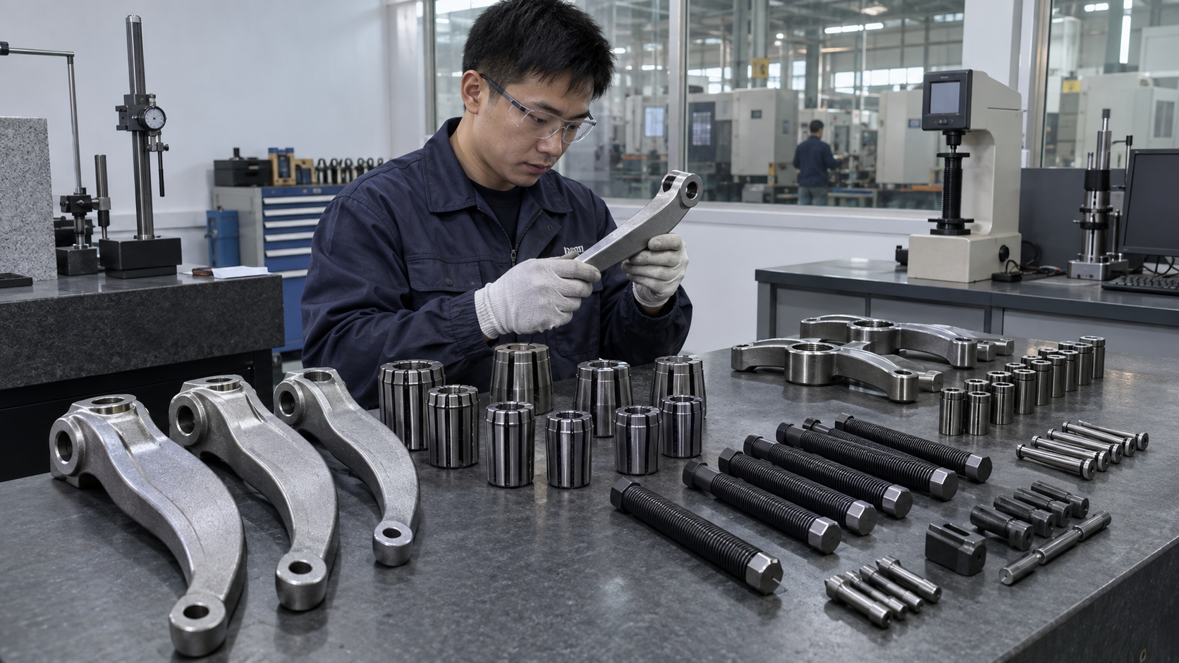 Factory inspection of puller arms, collets, screws, and pins