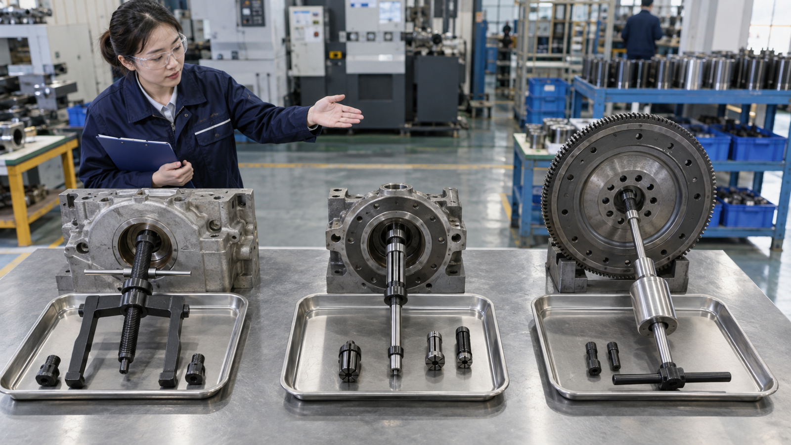 Screw-bridge, internal-collet, and slide-hammer pilot puller configurations compared.