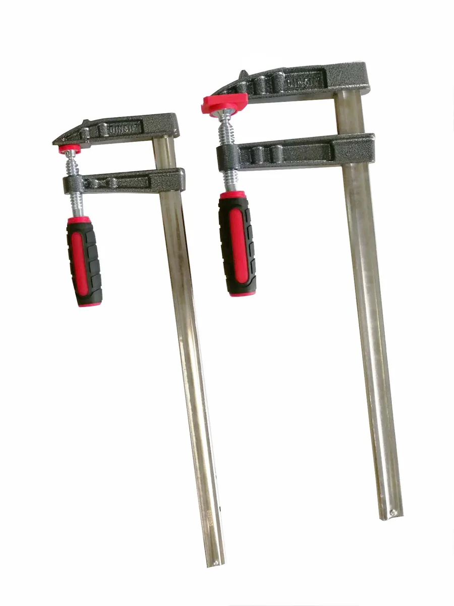 Pair of F clamps for woodworking and assembly