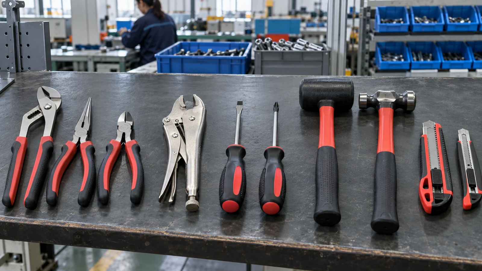 Pliers, screwdrivers, hammers and cutters grouped by tool family