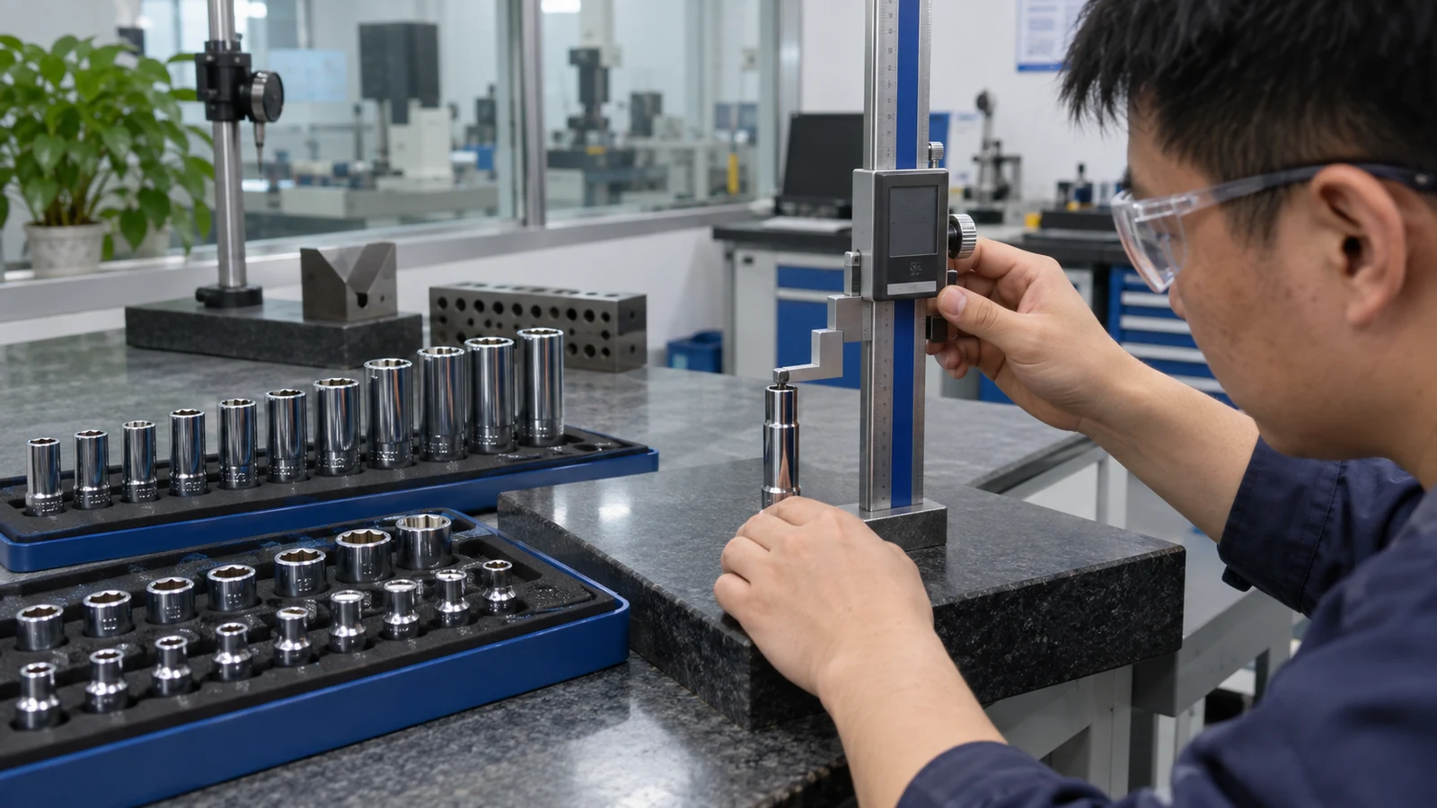 Socket samples grouped by drive size and depth for dimensional review
