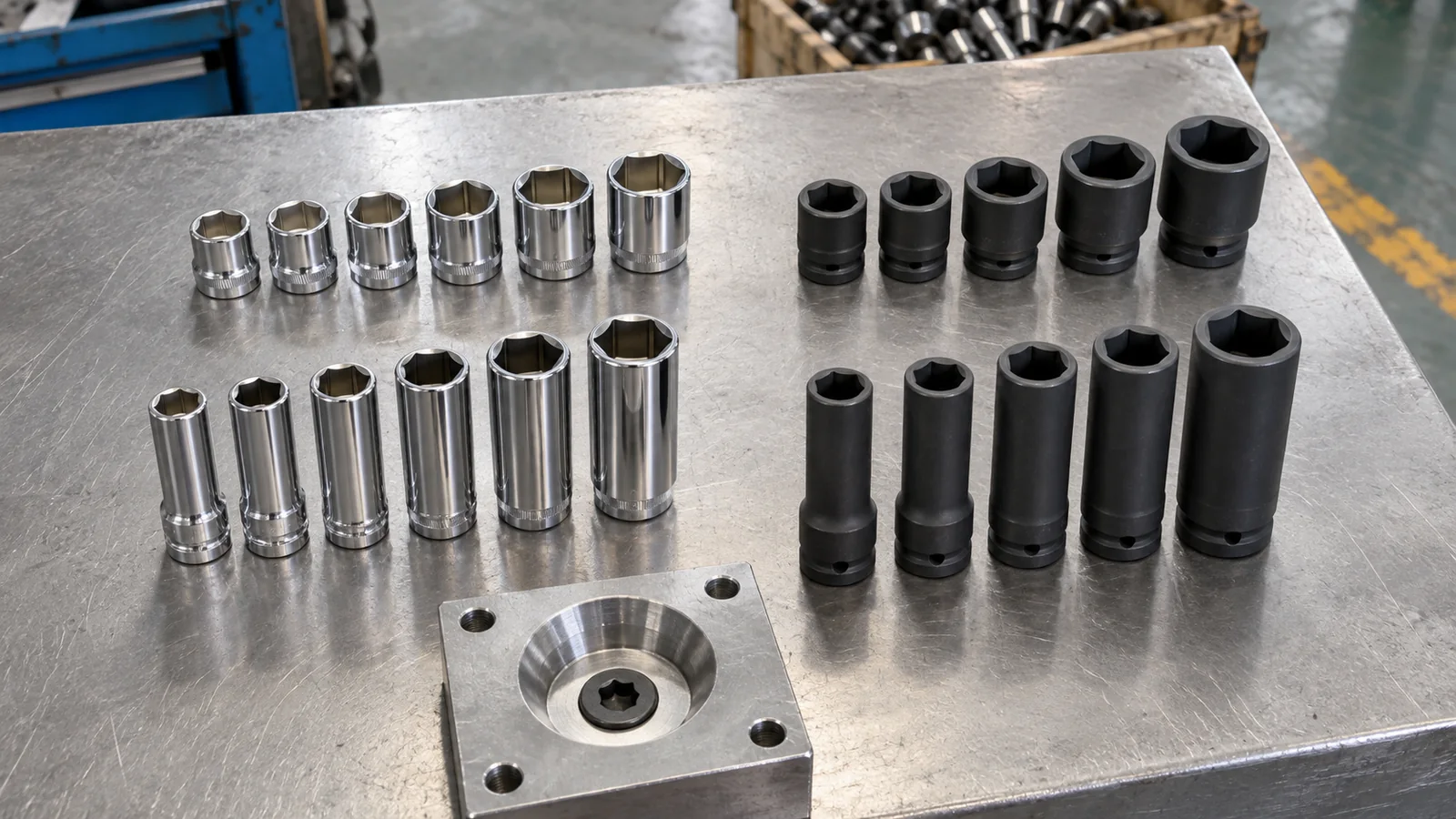 Shallow and deep hand and impact sockets arranged by access need
