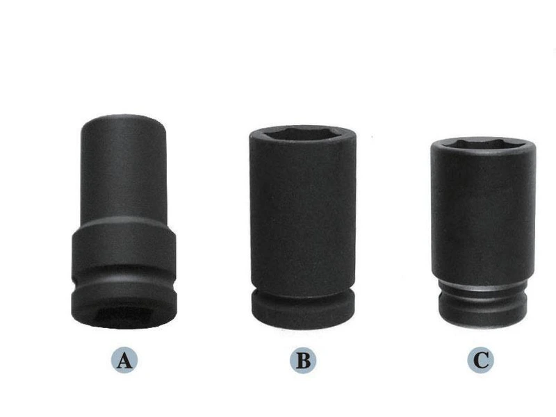 Three elongated socket bodies with different outer profiles