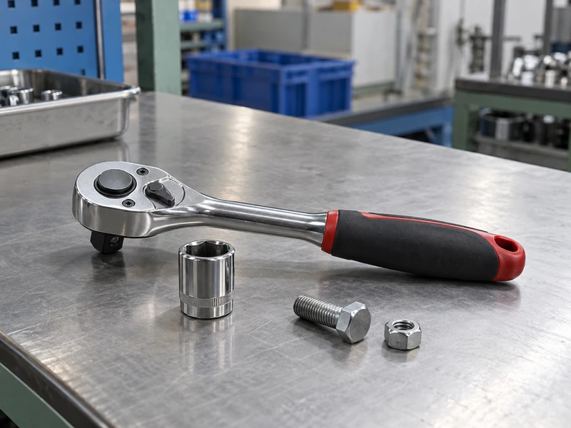 Hand ratchet and loose socket on a product inspection bench