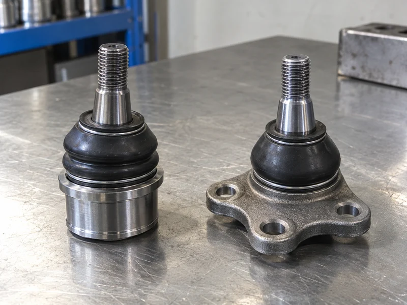 Separate press-fit style and bolt-flange style ball joint samples with intact dust boots