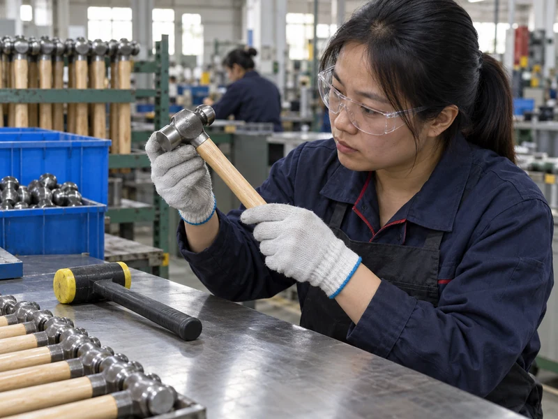 QC worker inspects hammer faces and handle condition