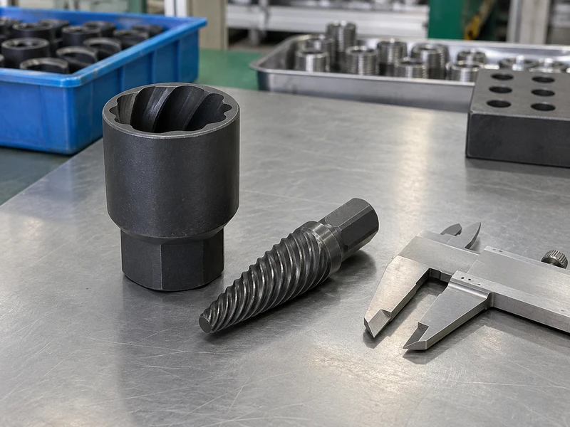 Socket and extractor QC inspection with a blank smooth-jaw gauge