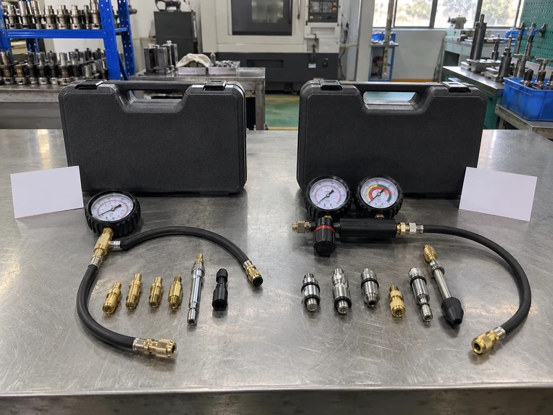 Engine tester samples and adapters arranged for distributor product review