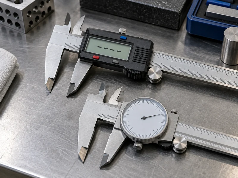 Close view of digital and dial caliper readout housings