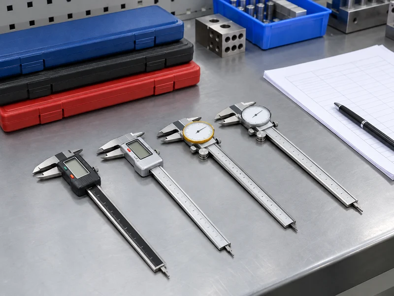 Several calipers arranged for incoming sample inspection