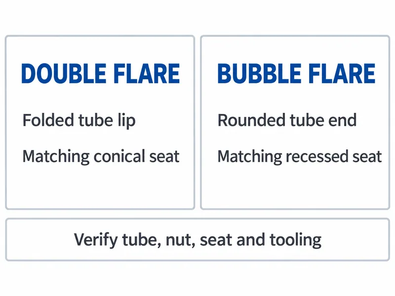 Labeled comparison of accurate double-flare and bubble-flare seal profiles