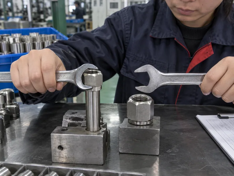 Unbranded flare nut and open end wrenches compared beside tube and master nut samples