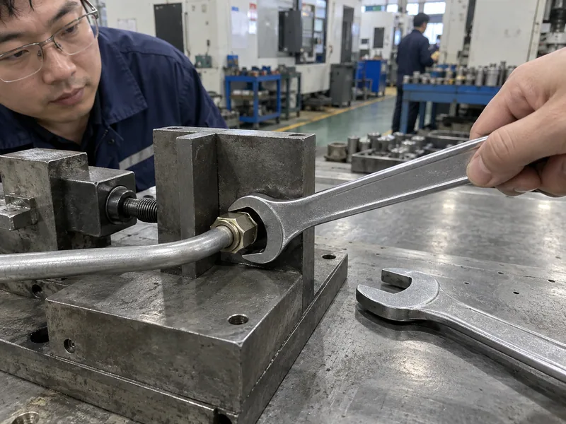 Flare nut wrench passing over a tube through a controlled access fixture