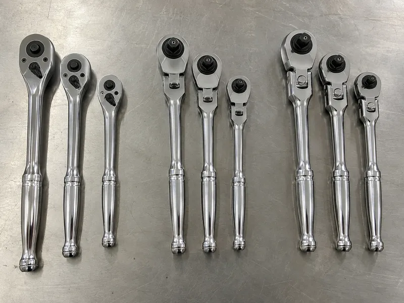 Ratchet assortment grouped by fixed, flex, and locking flex head styles