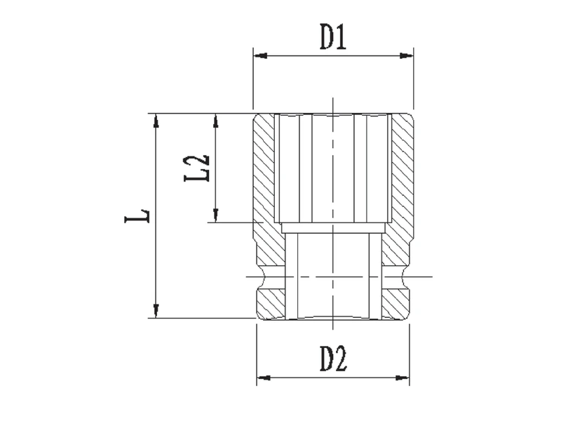 Socket section drawing with diameter and axial dimension arrows