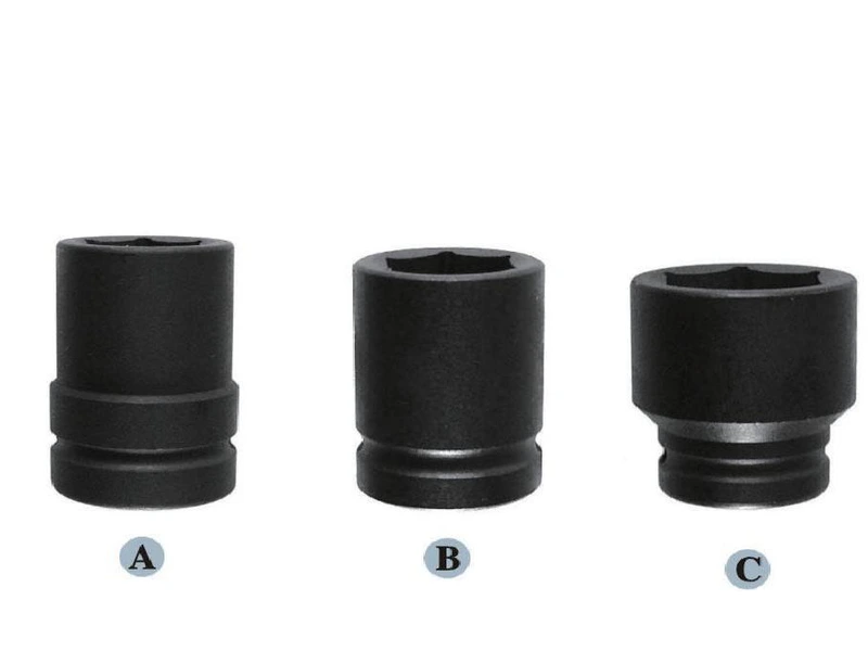 Three dark socket bodies with different outer shapes