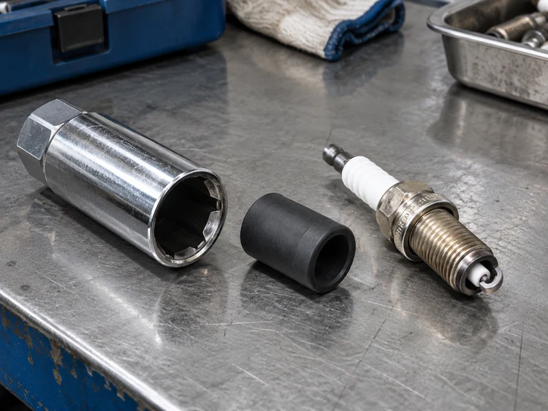 Rubber insert, socket, and spark plug shown as separate samples