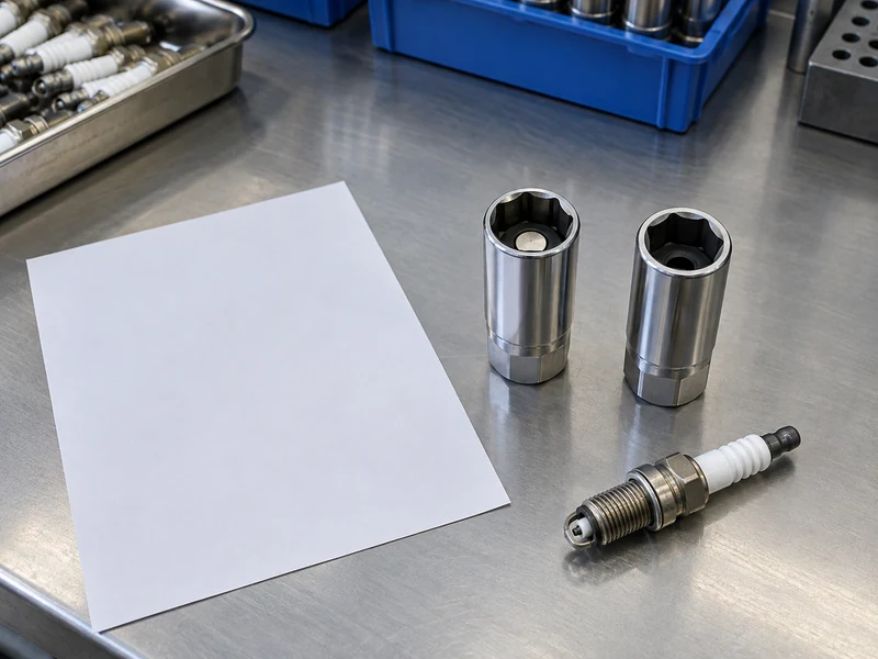 Two socket samples and intact plug beside a blank worksheet
