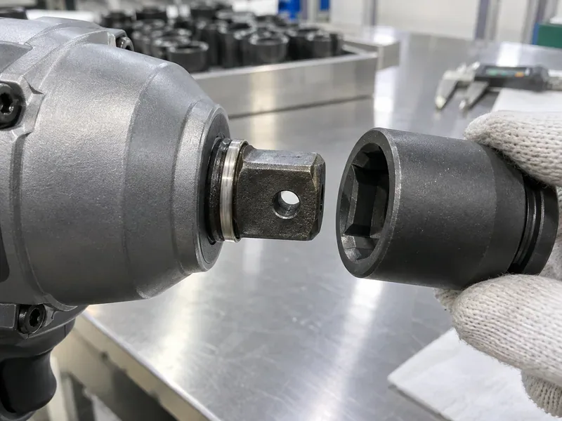 Impact wrench and detached socket during an interface compatibility check
