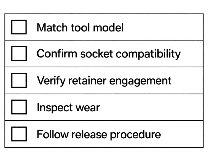 Socket retention checklist for compatibility, engagement, wear, and release