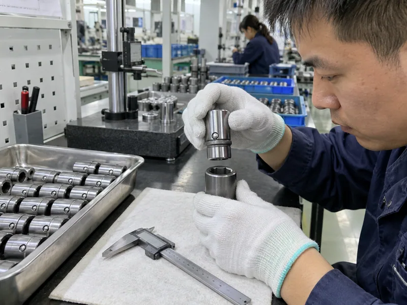 QC inspection of detent pin and friction ring components