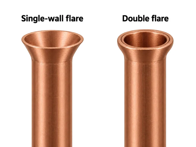 Comparison of single-wall and folded double-flare tube ends