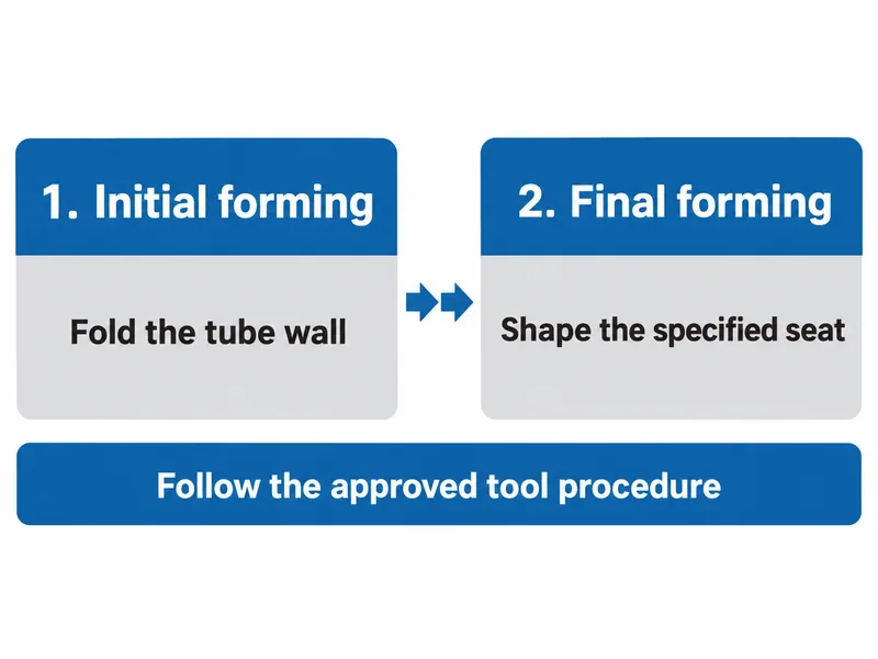 Text infographic of initial forming and final forming stages for a specified double flare