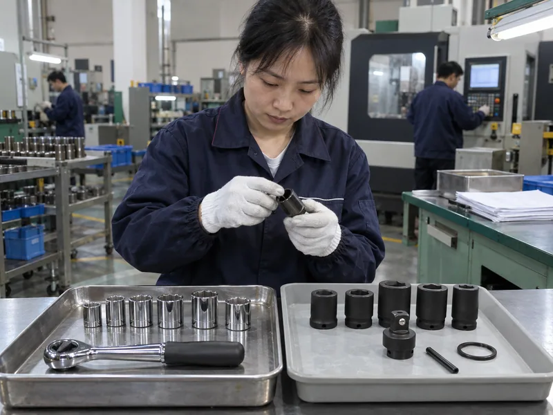 Separate hand-drive and impact-drive socket samples with distinct retainers and neutral markings