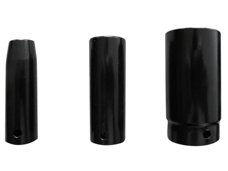 Three dark socket bodies with different stepped profiles