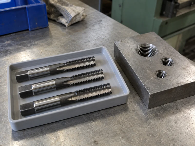 Internal thread-restoring tools and a separate threaded metal block