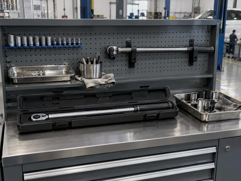Torque wrench stored separately from a breaker bar