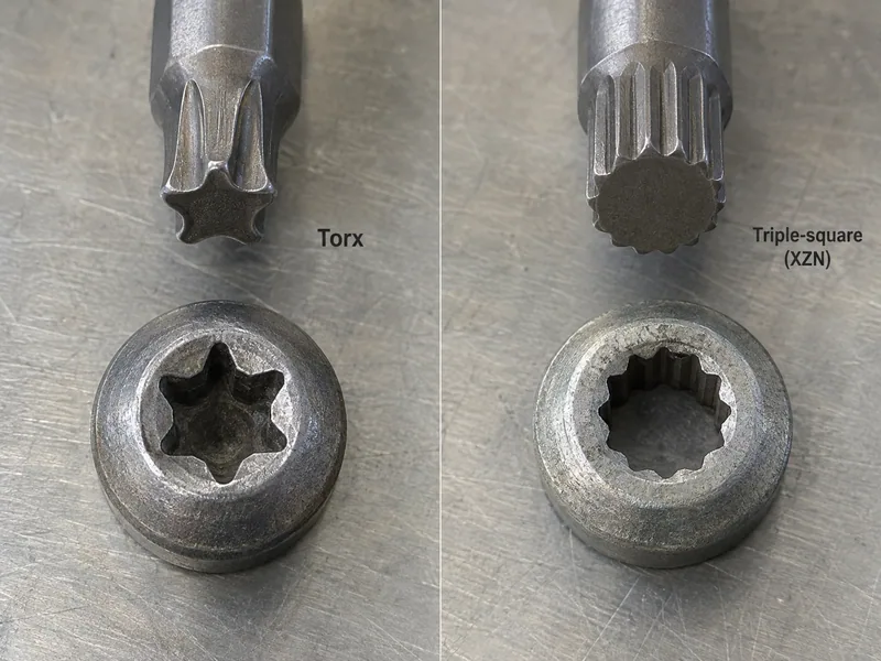 Six-lobe Torx and twelve-point triple-square profiles side by side