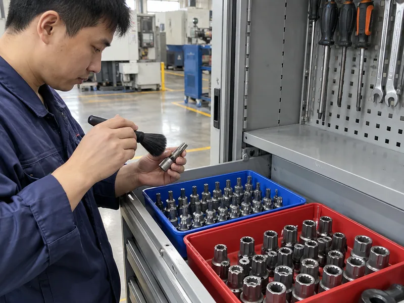 Separated Torx and XZN tools being cleaned and stored