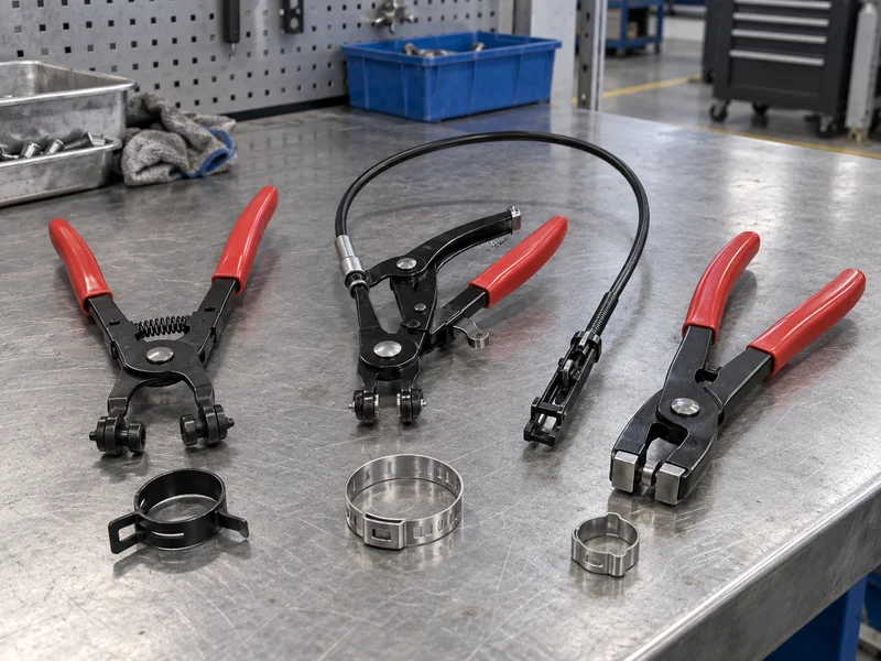 Flat-band, remote-cable, and ear-clamp pliers displayed as separate tool types