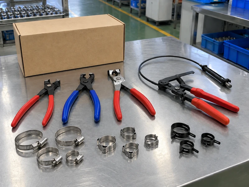 Blank carton and RFQ sample assortment for hose-clamp pliers